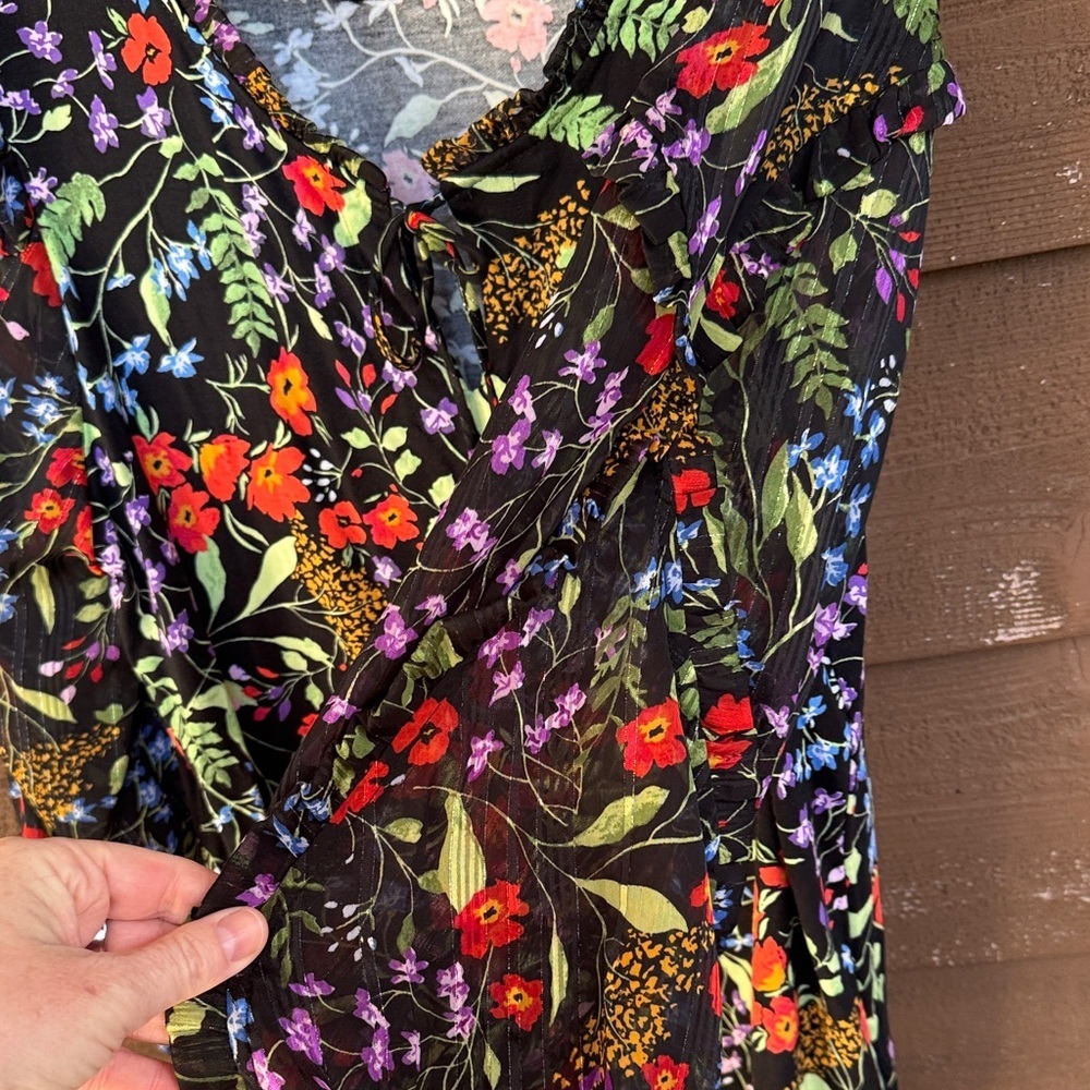 Anthropologie Maeve Black Floral Top - Picture 4 of 6